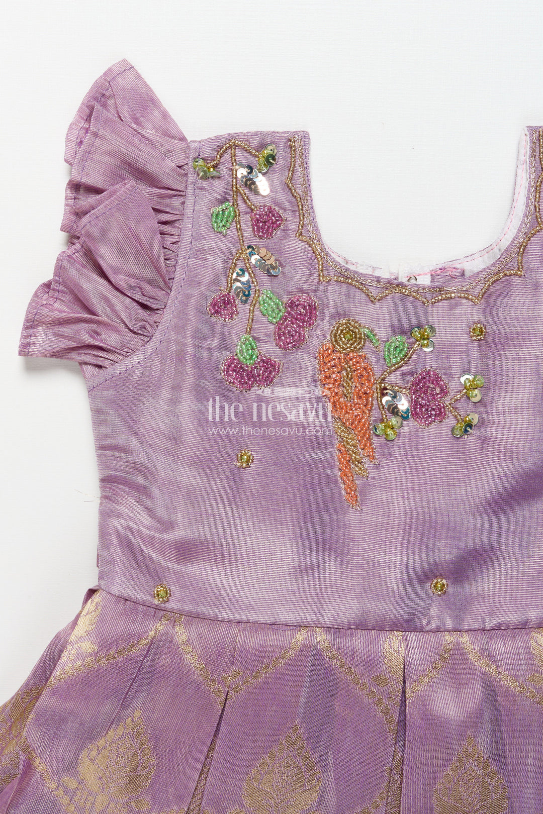 The Nesavu Silk Frock Baby Girl Silk Frock for Festive Functions and Family Celebrations Nesavu Nesavu baby girl silk frock embroidery festive functions family celebrations