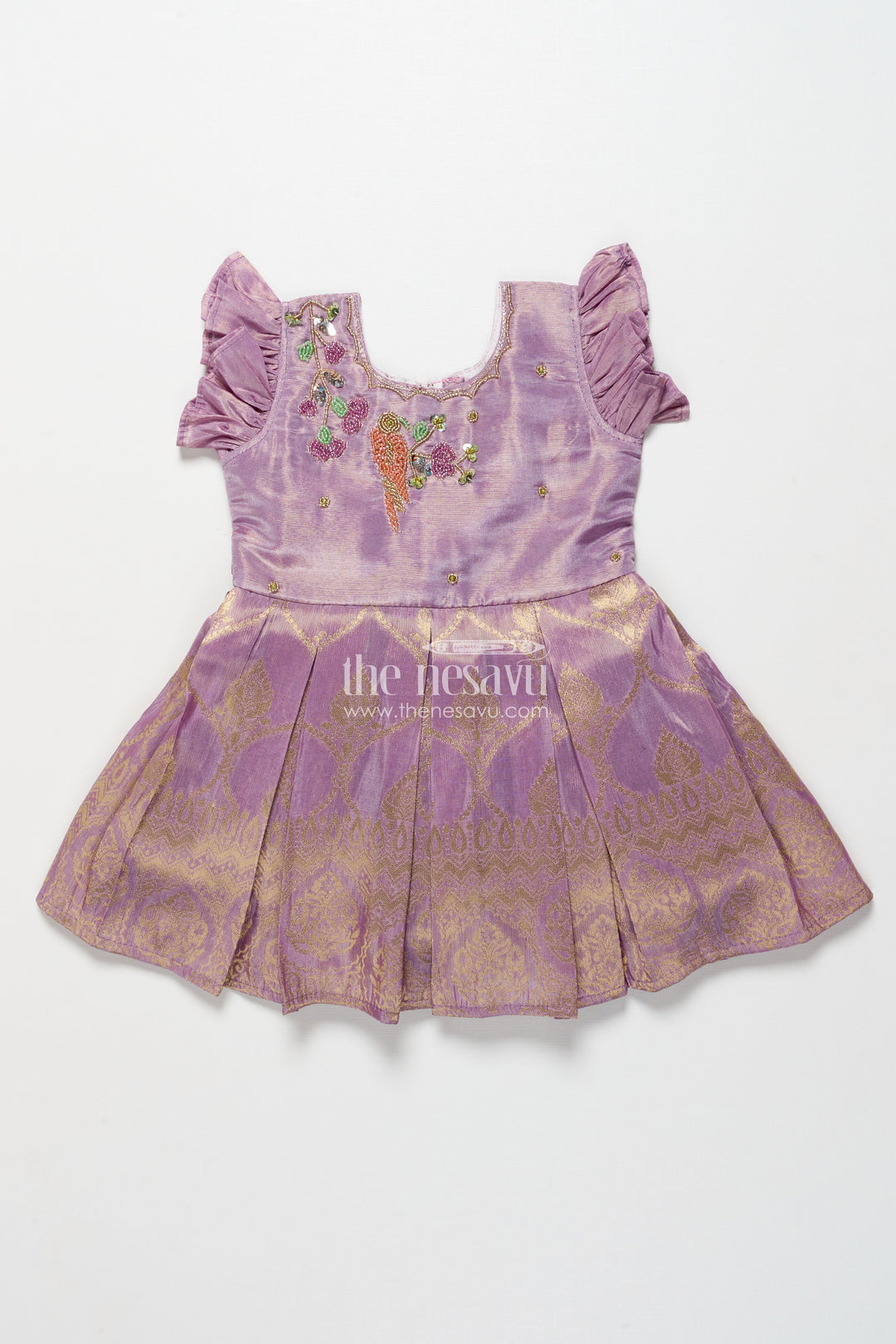 The Nesavu Silk Frock Baby Girl Silk Frock for Festive Functions and Family Celebrations Nesavu Nesavu baby girl silk frock embroidery festive functions family celebrations