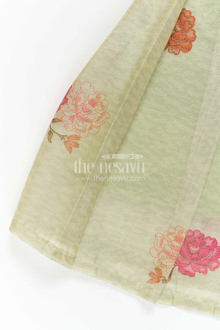 The Nesavu Silk Frock Baby Girl Silk Frock for Festive Gatherings and Family Celebrations Nesavu Nesavu Baby Girl Silk Frock With Floral Print Skirt For Festive Celebrations And Family Events
