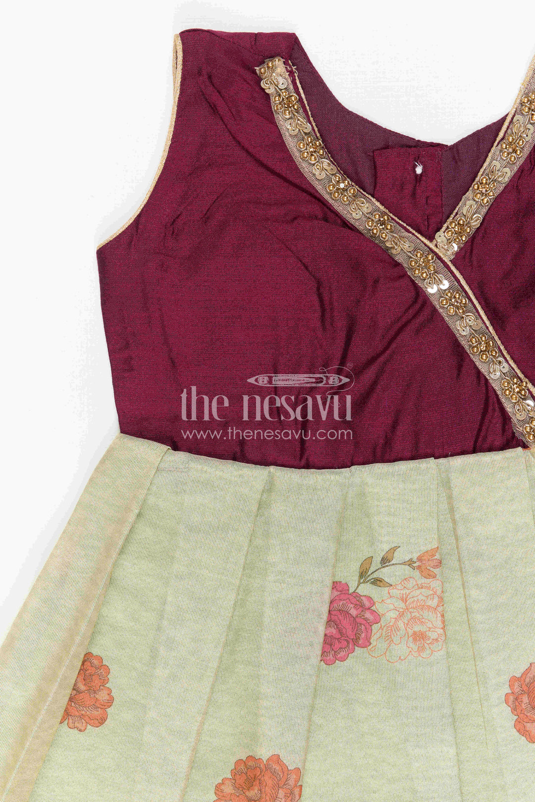 The Nesavu Silk Frock Baby Girl Silk Frock for Festive Gatherings and Family Celebrations Nesavu Nesavu Baby Girl Silk Frock With Floral Print Skirt For Festive Celebrations And Family Events