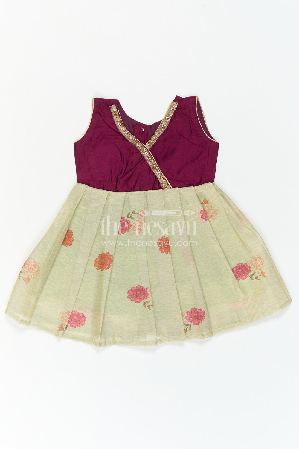 The Nesavu Silk Frock Baby Girl Silk Frock for Festive Gatherings and Family Celebrations Nesavu Nesavu Baby Girl Silk Frock With Floral Print Skirt For Festive Celebrations And Family Events