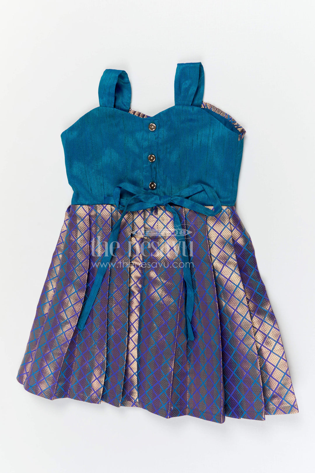 The Nesavu Silk Frock Baby Girl Silk Frock for Festive Occasions Nesavu Nesavu baby girl silk frock for weddings and festive occasions with raw silk bodice and semi banaras flared skirt