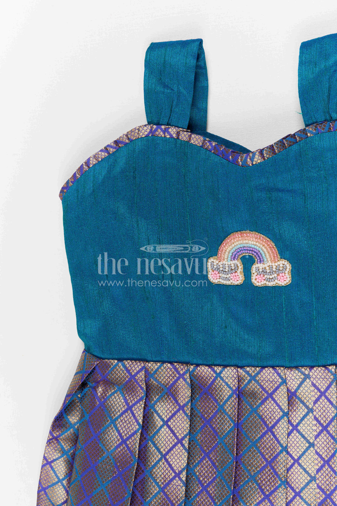 The Nesavu Silk Frock Baby Girl Silk Frock for Festive Occasions Nesavu Nesavu baby girl silk frock for weddings and festive occasions with raw silk bodice and semi banaras flared skirt