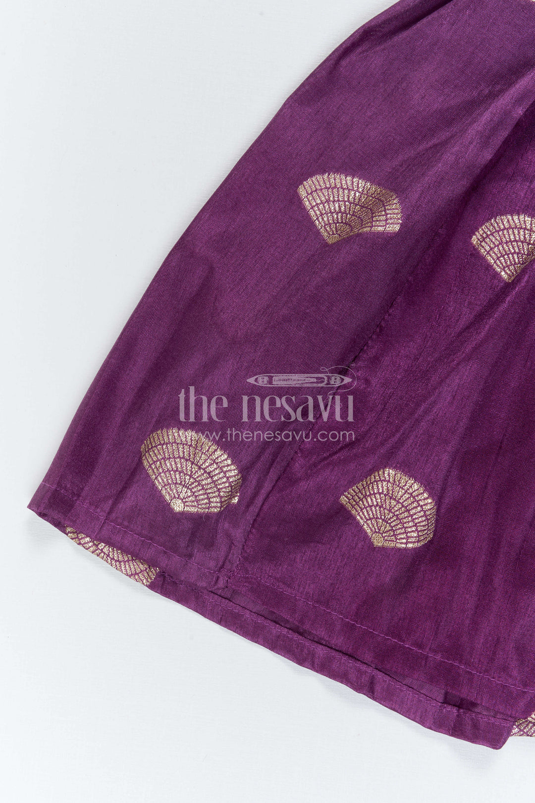 The Nesavu Silk Frock Baby Girl Silk Frock for Festive Parties and Family Functions Nesavu Nesavu Baby Girl Silk Frock With Purple Festive Skirt For Parties And Traditional Celebrations