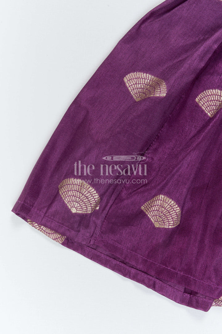 The Nesavu Silk Frock Baby Girl Silk Frock for Festive Parties and Family Functions Nesavu Nesavu Baby Girl Silk Frock With Purple Festive Skirt For Parties And Traditional Celebrations
