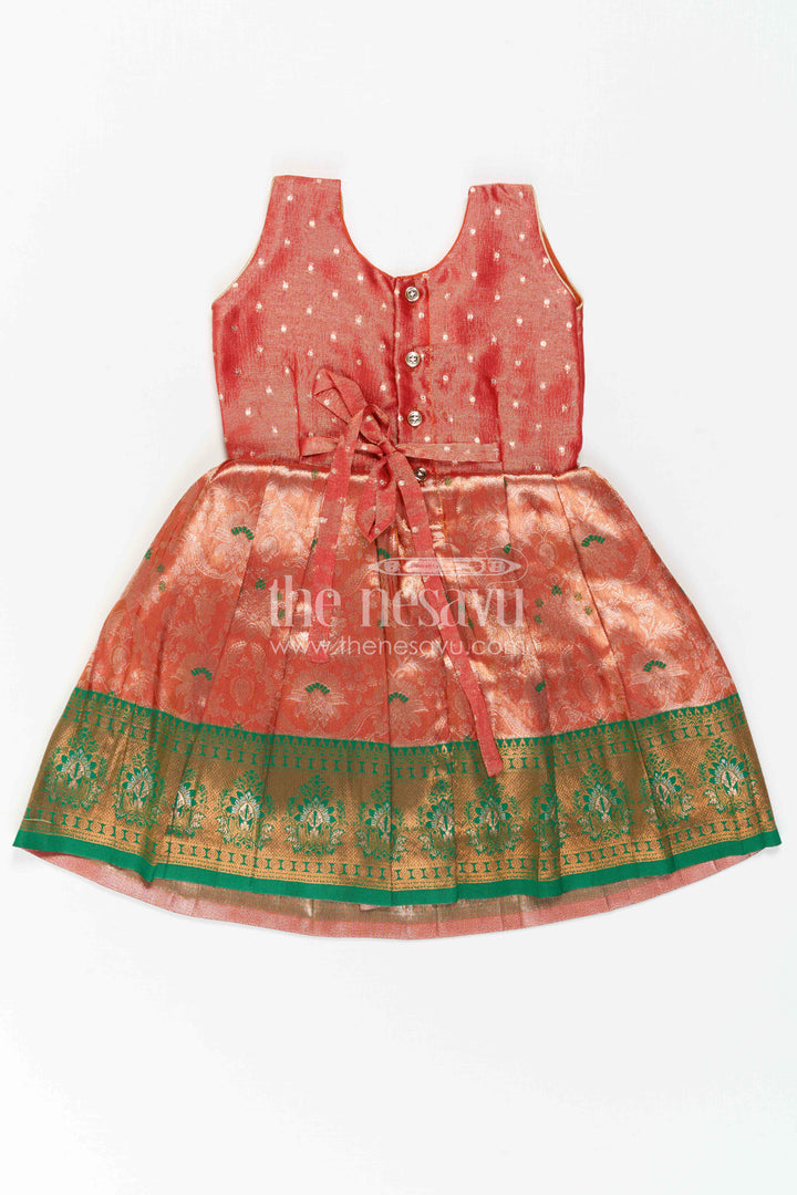 The Nesavu Silk Frock Baby Girl Silk Frock for Festive Photos and Traditional Functions Nesavu Nesavu Baby Girl Silk Frock With Tissue Yoke And Zari Border For Festive Celebrations