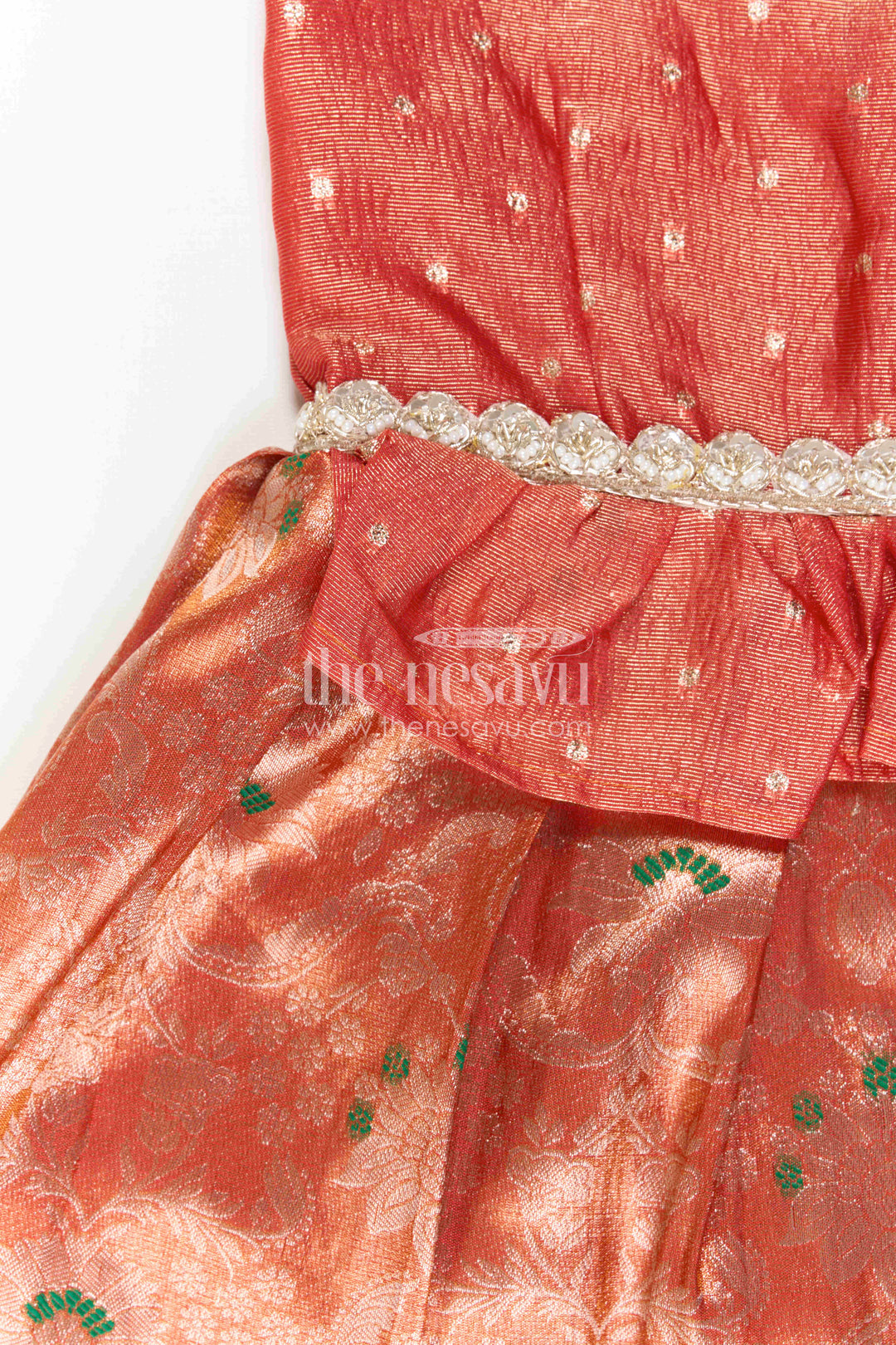 The Nesavu Silk Frock Baby Girl Silk Frock for Festive Photos and Traditional Functions Nesavu Nesavu Baby Girl Silk Frock With Tissue Yoke And Zari Border For Festive Celebrations