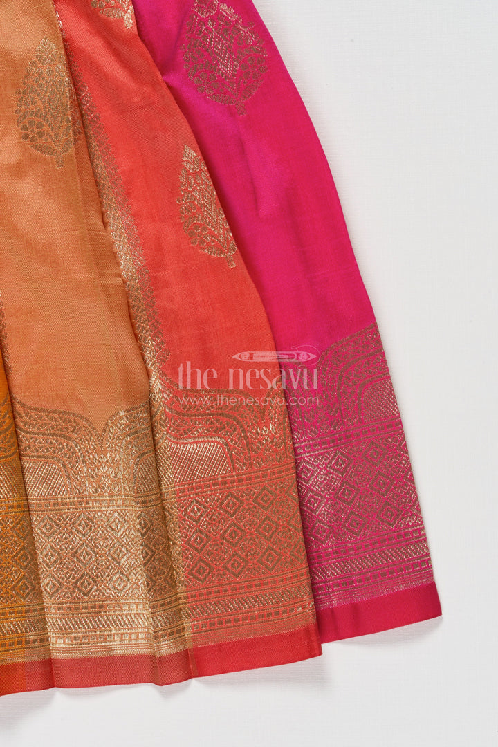 The Nesavu Silk Frock Baby Girl Silk Frock for Festive Weddings and Family Functions Nesavu Nesavu baby girl silk frock with zari border and tissue yoke for weddings and ethnic day