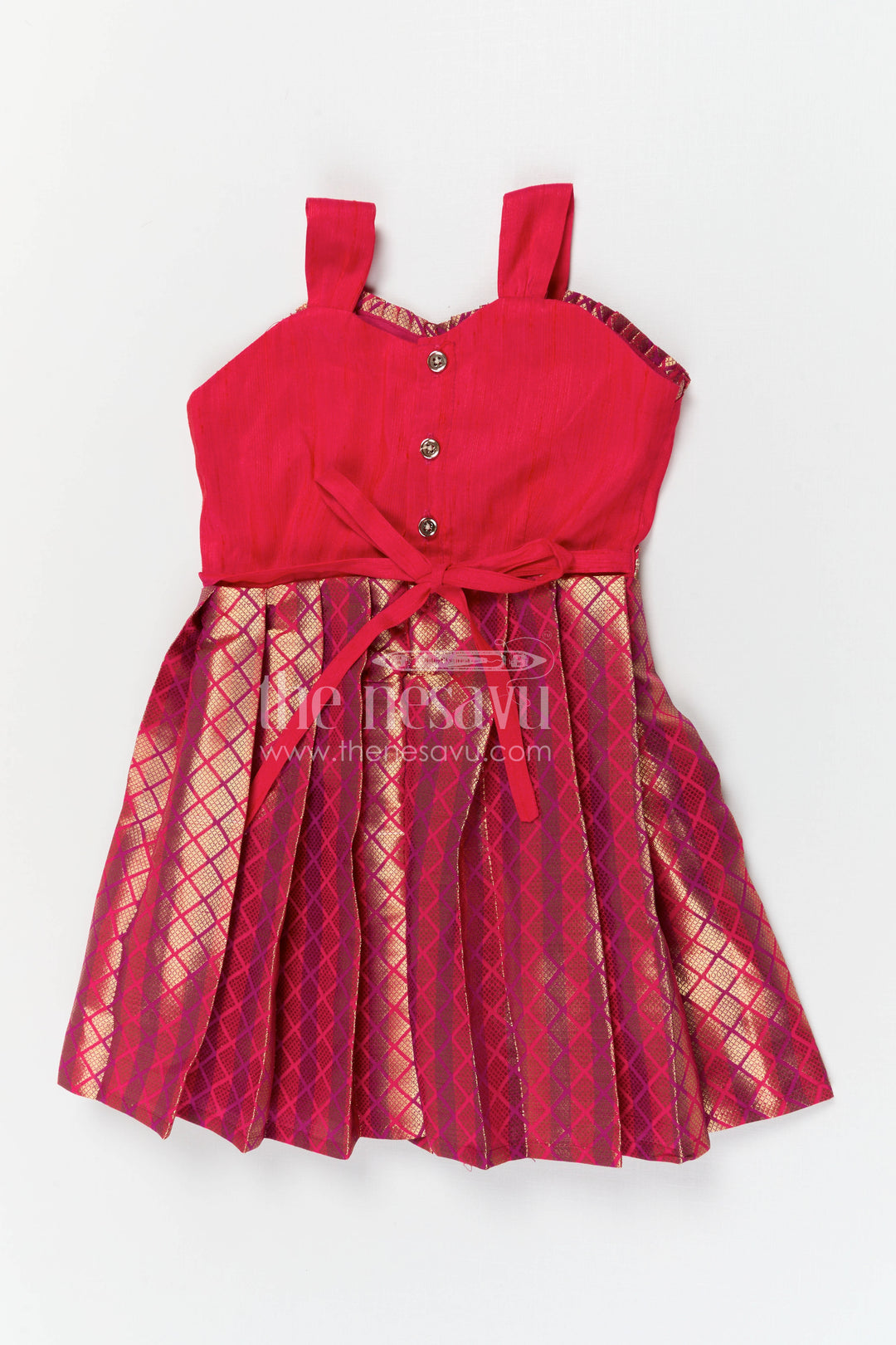 The Nesavu Silk Frock Baby Girl Silk Frock for Marriage and Festive Occasions Nesavu Nesavu baby girl silk frock for weddings and festive occasions with raw silk bodice and semi banaras flared skirt