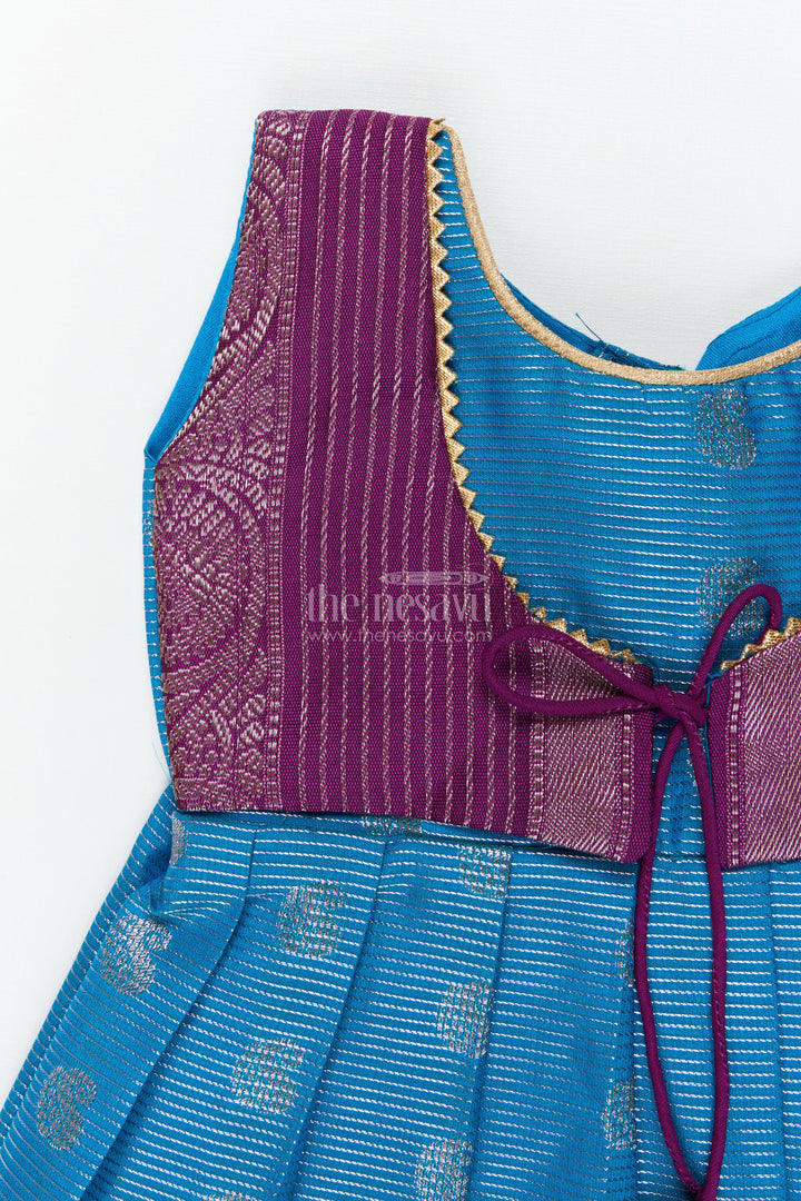 The Nesavu Girls Kanchi Silk Frock Baby Girl Silk Frock for Naming Ceremonies and Milestone Celebrations Nesavu Nesavu baby girl Kanchivaram silk frock with zari border for naming ceremony and traditional events