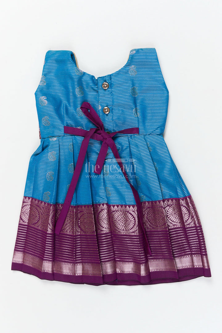The Nesavu Girls Kanchi Silk Frock Baby Girl Silk Frock for Naming Ceremonies and Milestone Celebrations Nesavu Nesavu baby girl Kanchivaram silk frock with zari border for naming ceremony and traditional events