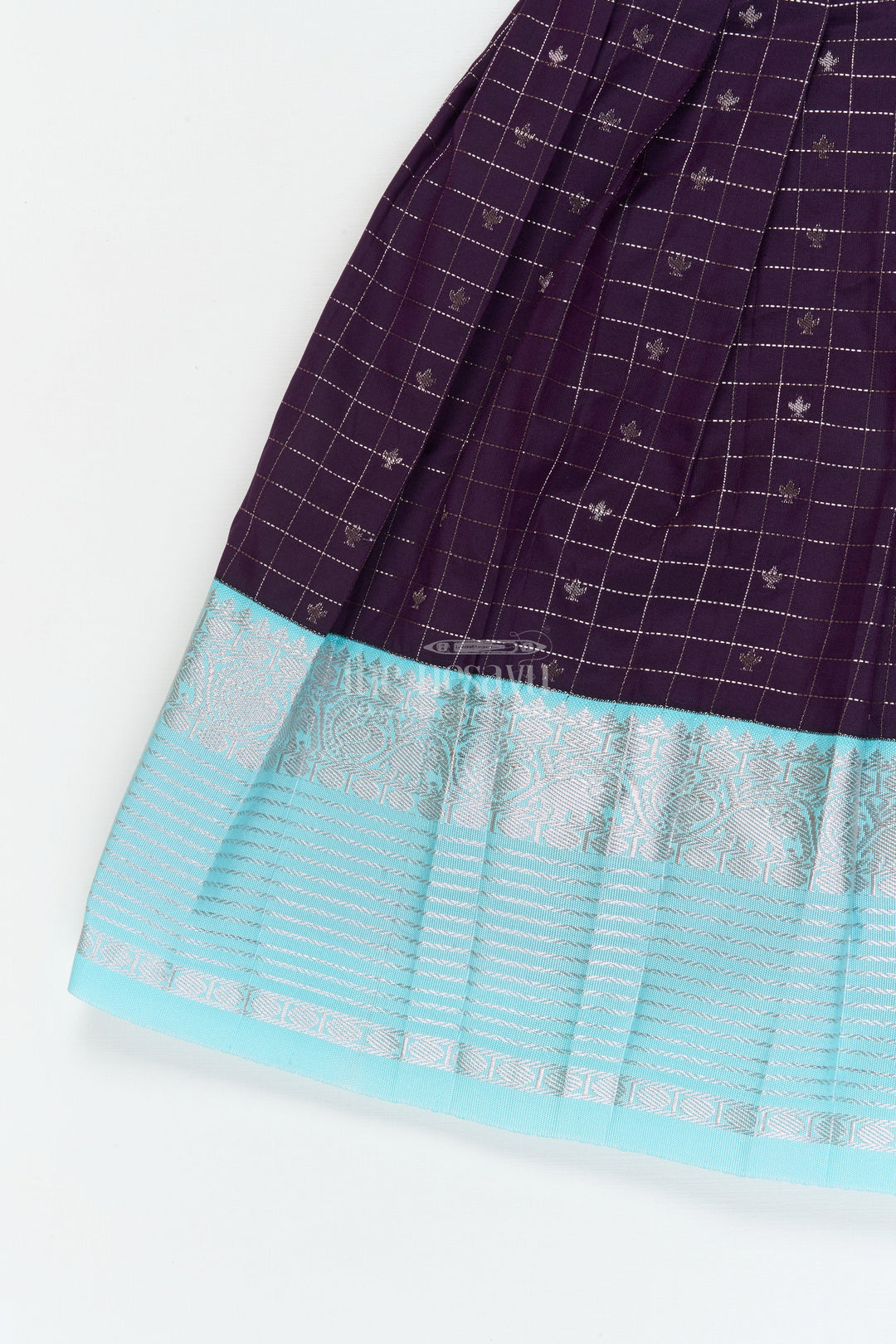 The Nesavu Girls Kanchi Silk Frock Baby Girl Silk Frock for Naming Ceremony and Festive Milestones Nesavu Nesavu baby girl silk frock for naming ceremony with zari checks and traditional border