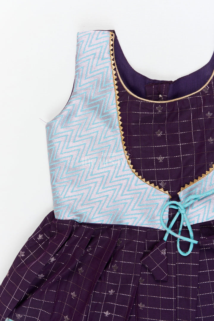 The Nesavu Girls Kanchi Silk Frock Baby Girl Silk Frock for Naming Ceremony and Festive Milestones Nesavu Nesavu baby girl silk frock for naming ceremony with zari checks and traditional border