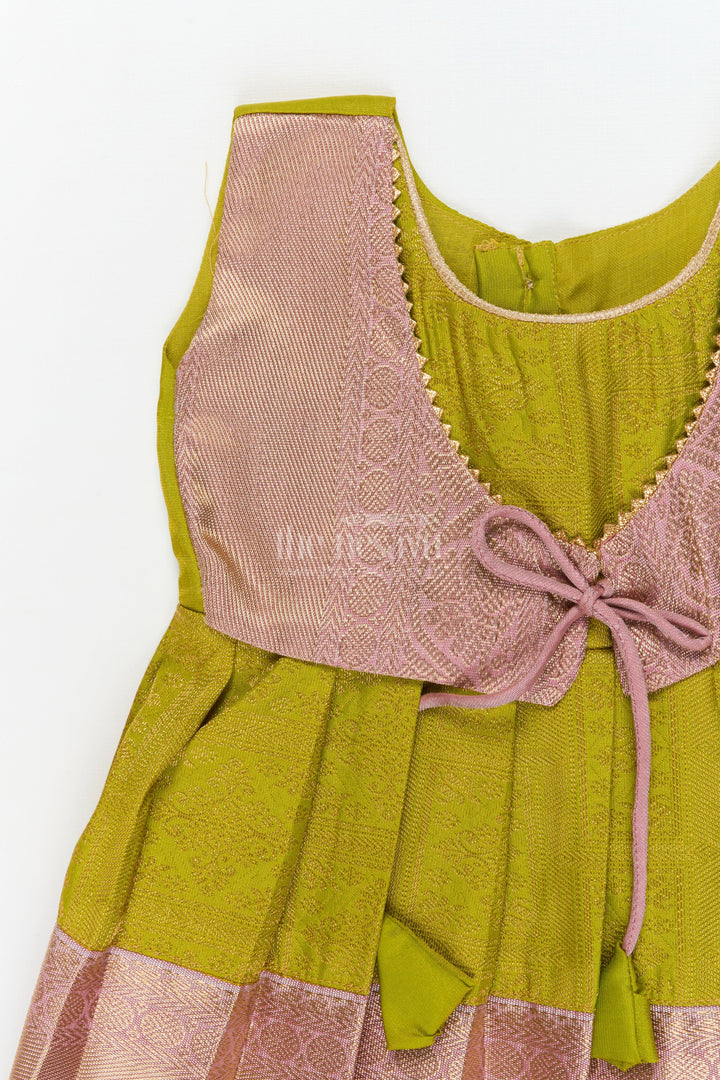 The Nesavu Girls Kanchi Silk Frock Baby Girl Silk Frock for Temple Visits and Traditional Ceremonies Nesavu Nesavu baby girl traditional silk frock for temple visits and cultural celebrations