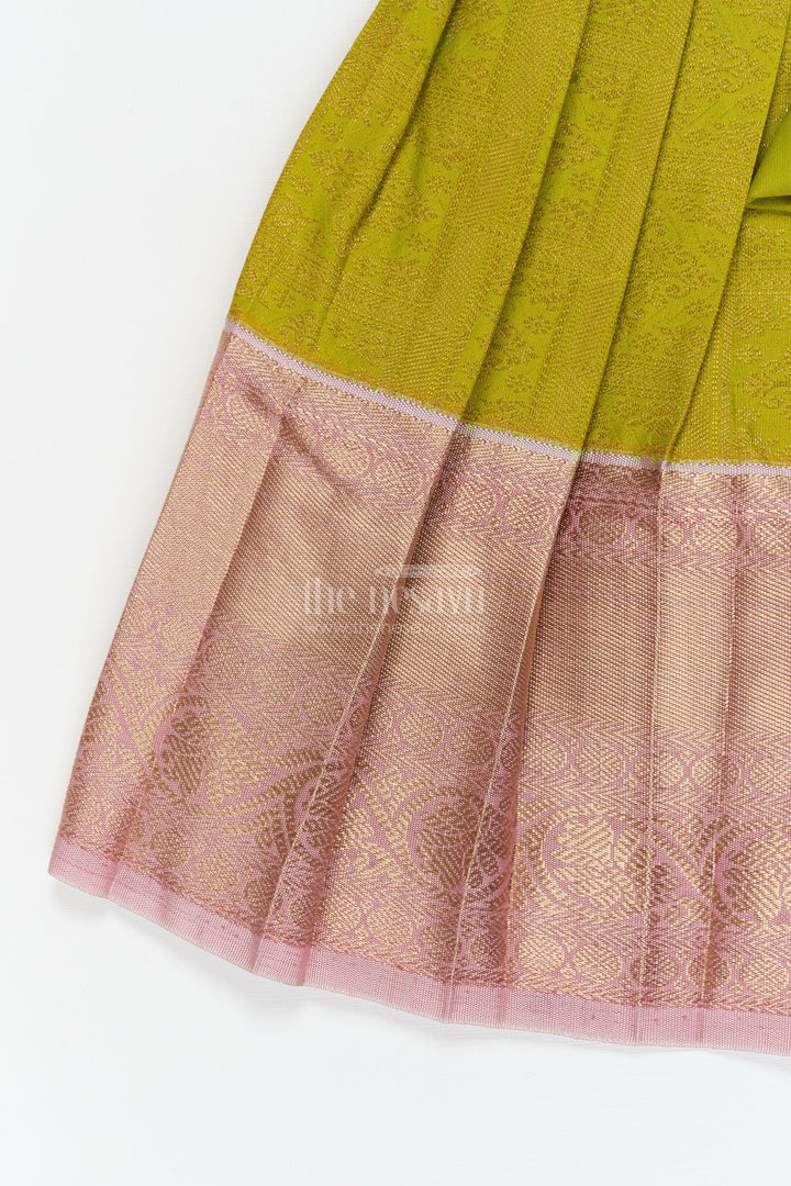 The Nesavu Girls Kanchi Silk Frock Baby Girl Silk Frock for Temple Visits and Traditional Ceremonies Nesavu Nesavu baby girl traditional silk frock for temple visits and cultural celebrations