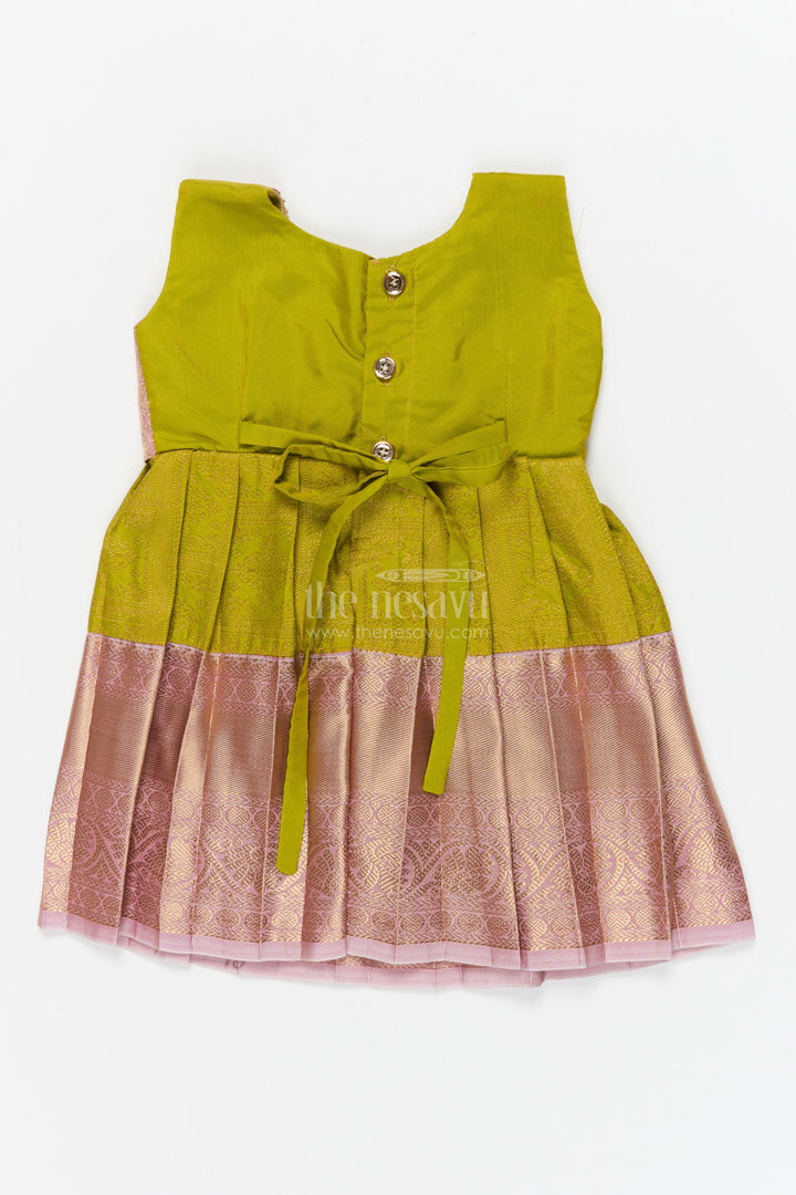 The Nesavu Girls Kanchi Silk Frock Baby Girl Silk Frock for Temple Visits and Traditional Ceremonies Nesavu Nesavu baby girl traditional silk frock for temple visits and cultural celebrations