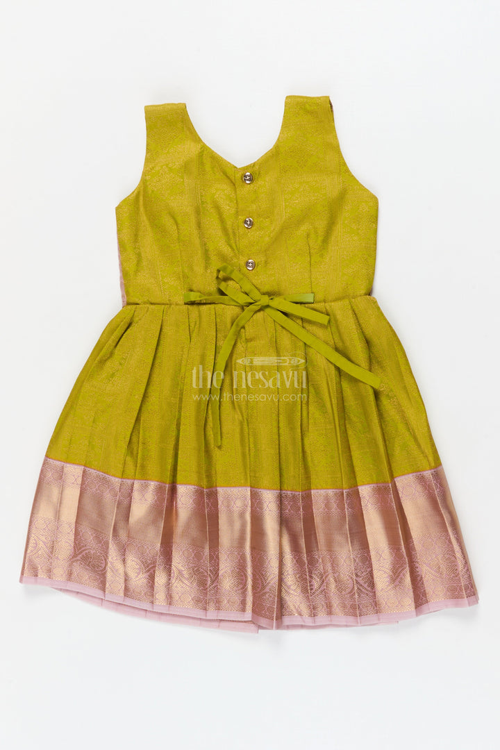 The Nesavu Girls Kanchi Silk Frock Baby Girl Silk Frock for Temple Visits and Traditional Ceremonies Nesavu Nesavu baby girl traditional silk frock for temple visits and cultural celebrations