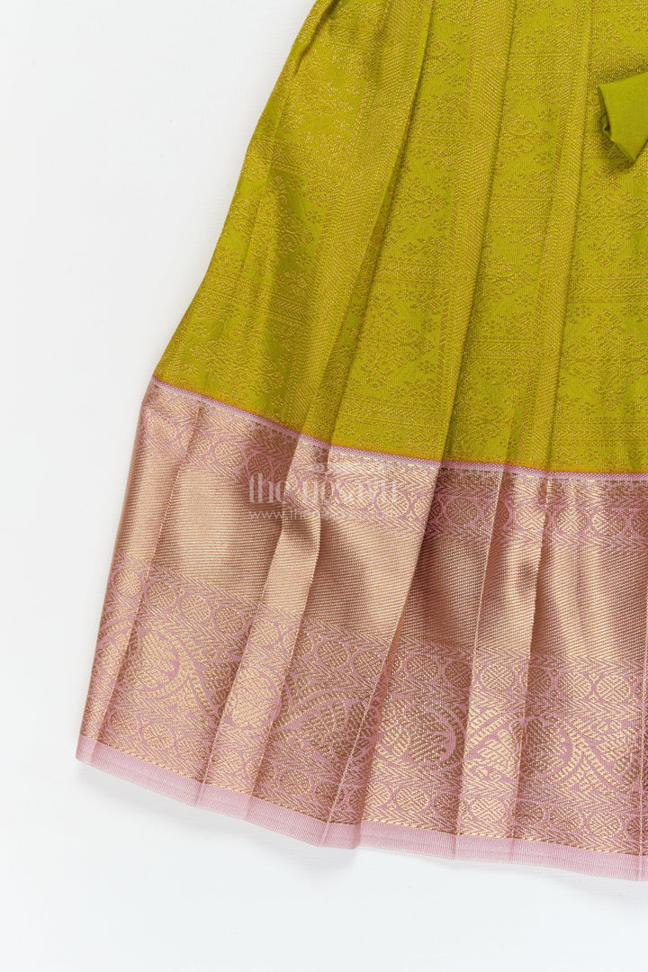 The Nesavu Girls Kanchi Silk Frock Baby Girl Silk Frock for Temple Visits and Traditional Ceremonies Nesavu Nesavu baby girl traditional silk frock for temple visits and cultural celebrations