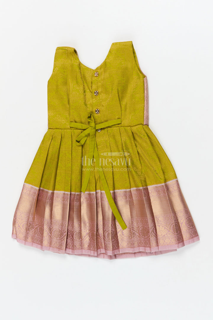 The Nesavu Girls Kanchi Silk Frock Baby Girl Silk Frock for Temple Visits and Traditional Ceremonies Nesavu Nesavu baby girl traditional silk frock for temple visits and cultural celebrations