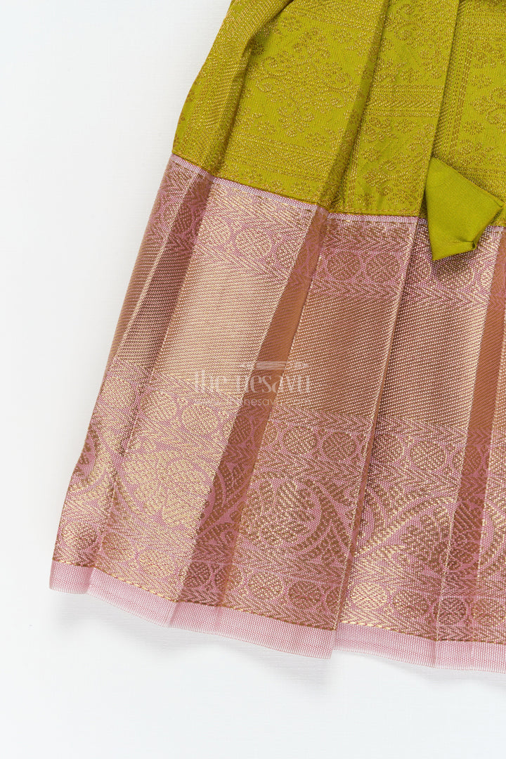 The Nesavu Girls Kanchi Silk Frock Baby Girl Silk Frock for Temple Visits and Traditional Ceremonies Nesavu Nesavu baby girl traditional silk frock for temple visits and cultural celebrations