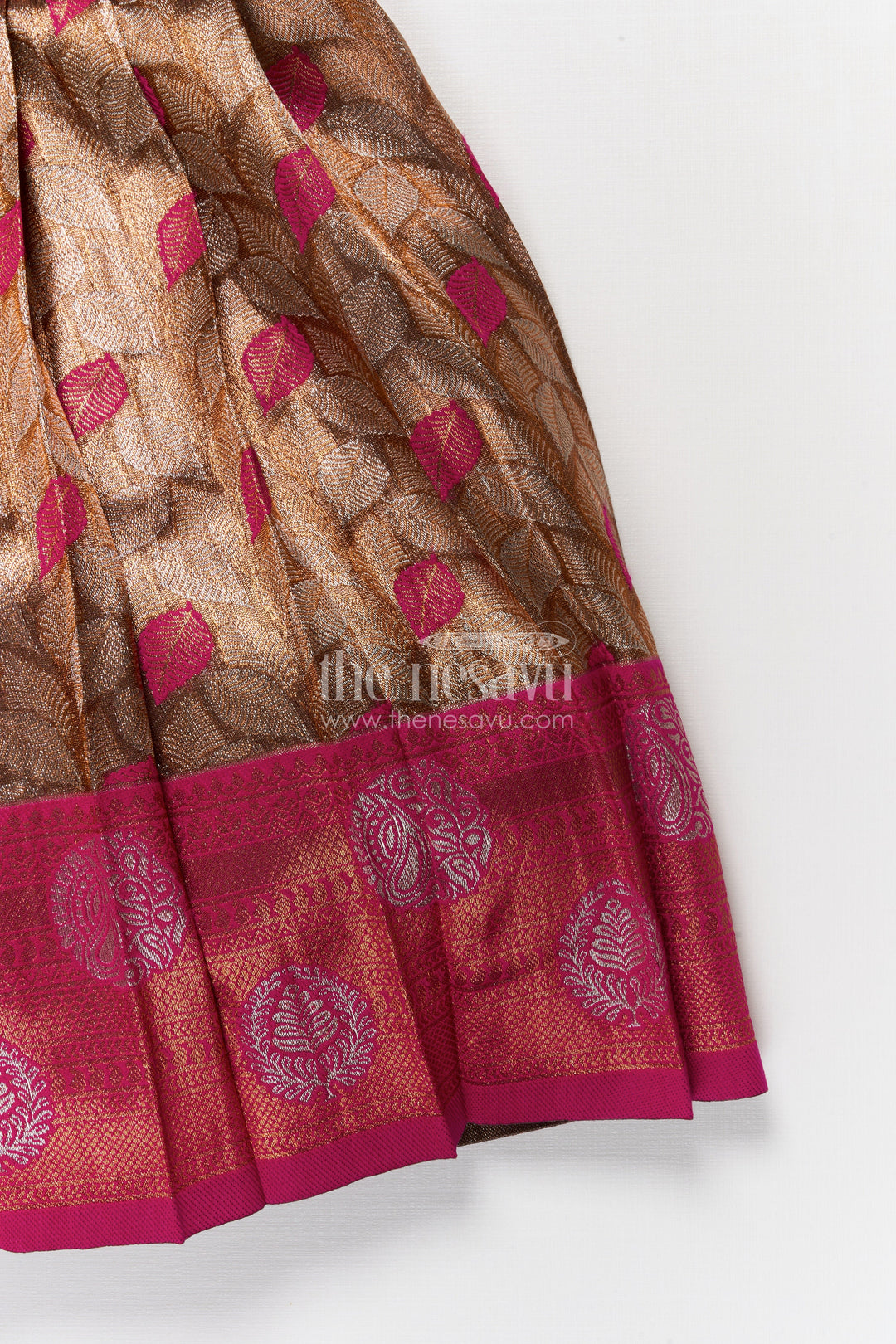 The Nesavu Silk Party Frock Baby Girl Silk Frock for Traditional Family Celebrations Nesavu Nesavu baby girl silk frock for festive occasions with velvet yoke and jacquard skirt