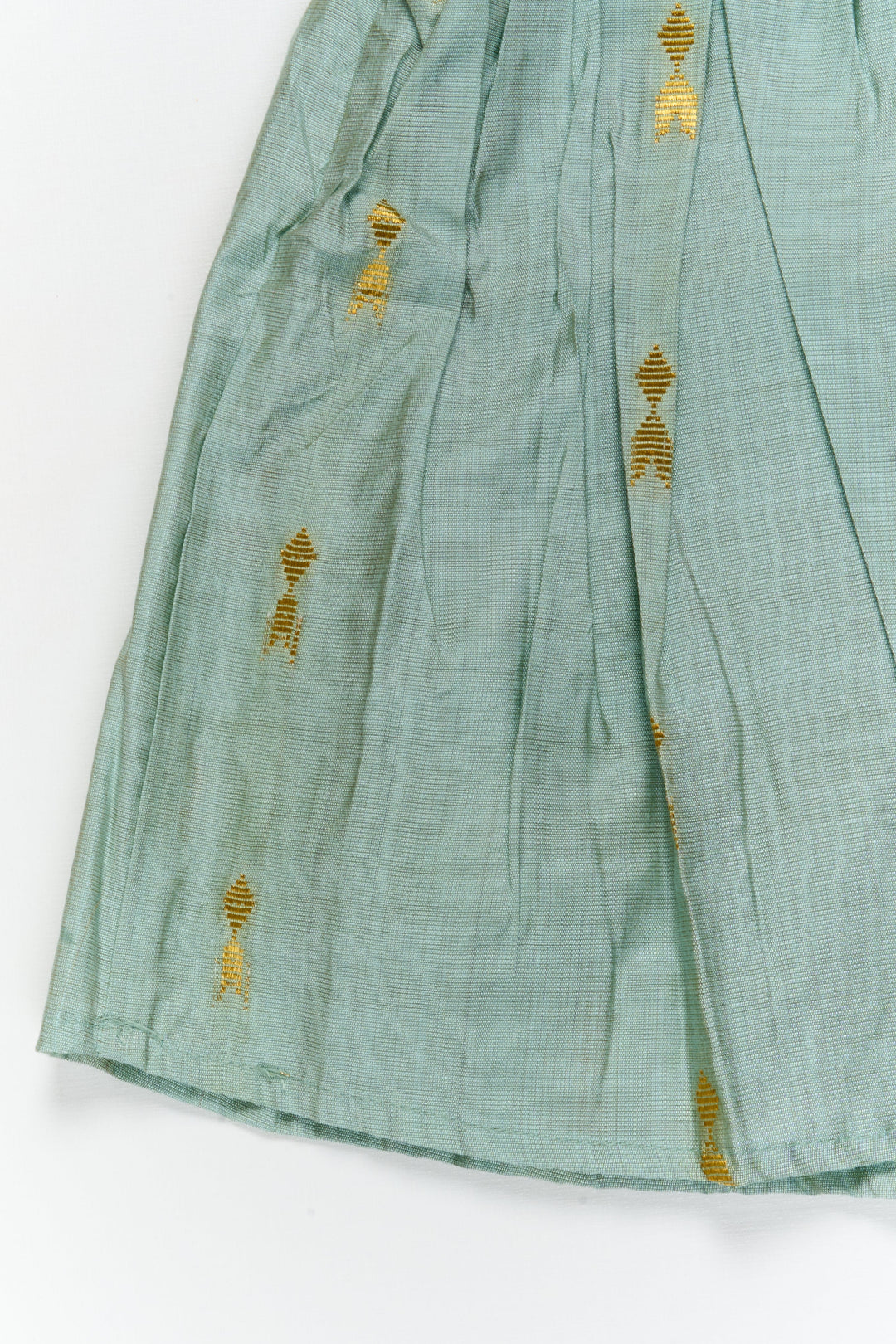 The Nesavu Girls Chanderi Frock Baby Girl Silk Frock for Traditional Family Occasions Nesavu Nesavu baby girl silk frock in viscose with golden butti for festive and traditional occasions