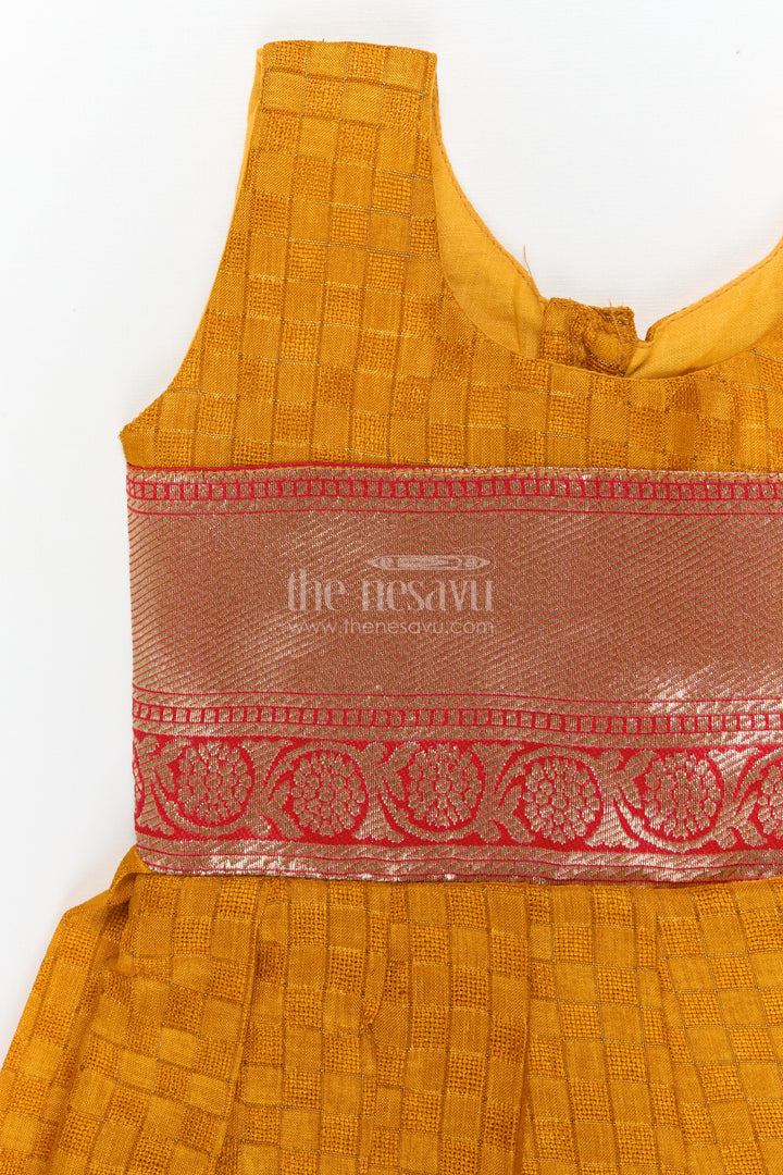 The Nesavu Silk Frock Baby Girl Silk Frock for Traditional Functions and Poojas Nesavu Nesavu traditional silk frock for baby girls with paithani waistband – ideal for poojas and family events
