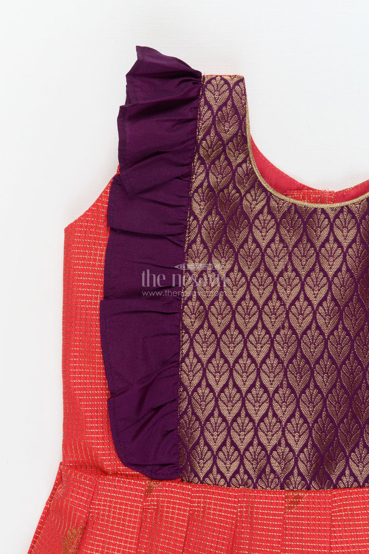 The Nesavu Girls Kanchi Silk Frock Baby Girl Silk Frock for Traditional Functions and Temple Visits Nesavu Nesavu baby girl silk frock for traditional occasions and festive family gatherings