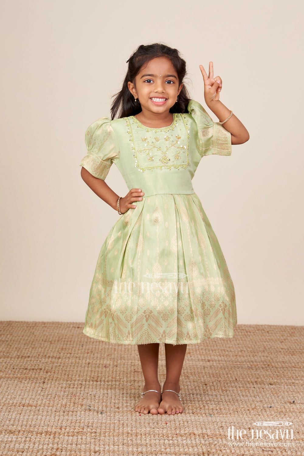 The Nesavu Silk Party Frock Baby Girl Silk Frock for Traditional Occasions and Milestone Moments Nesavu Nesavu baby girl silk party frock zari tissue skirt  perfect weddings traditional ceremonies