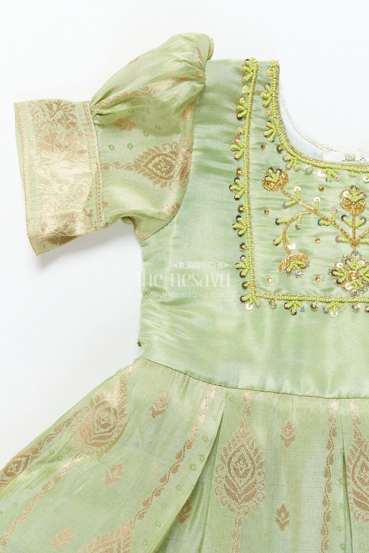 The Nesavu Silk Party Frock Baby Girl Silk Frock for Traditional Occasions and Milestone Moments Nesavu Nesavu baby girl silk party frock zari tissue skirt  perfect weddings traditional ceremonies