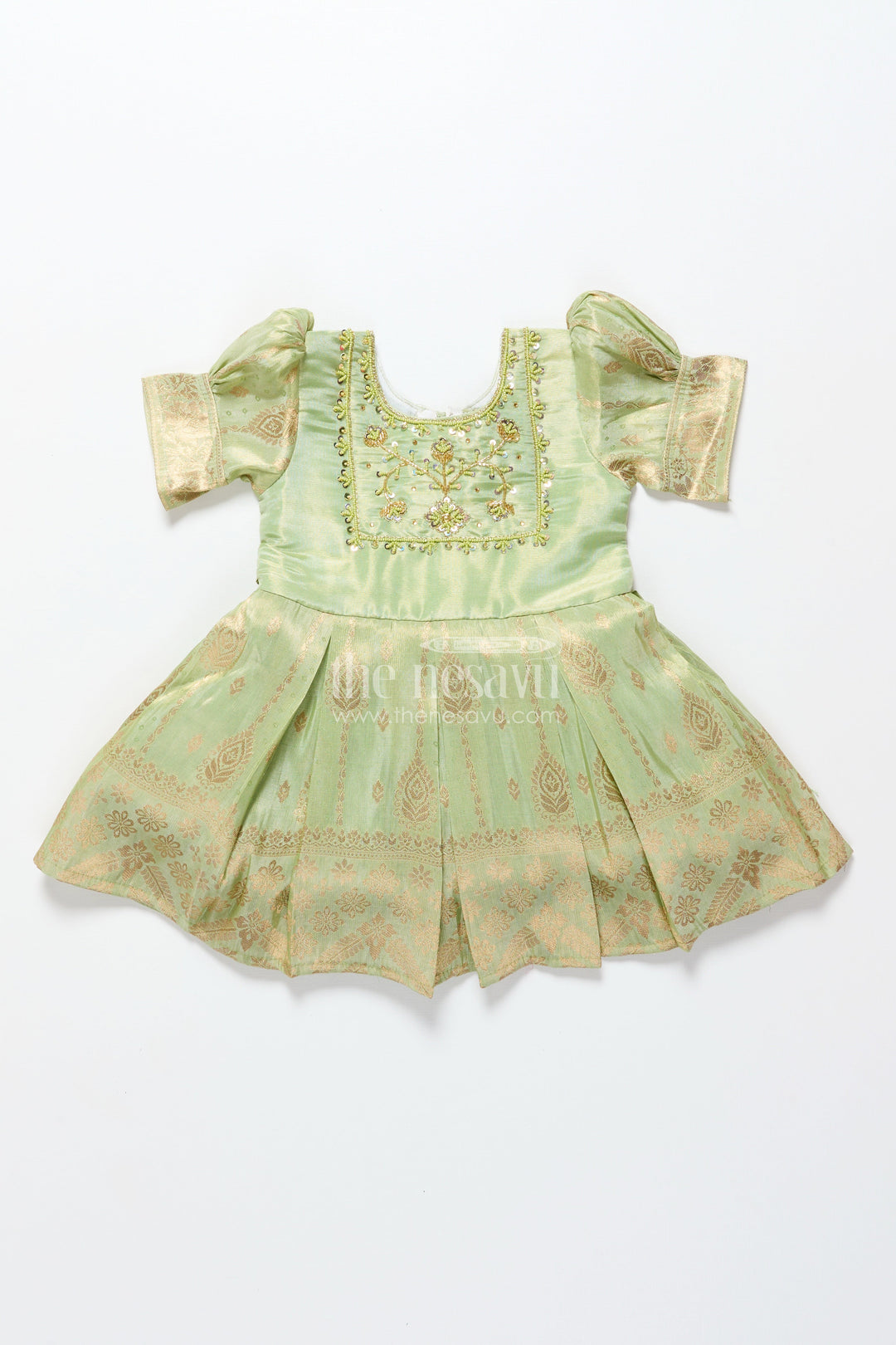 The Nesavu Silk Party Frock Baby Girl Silk Frock for Traditional Occasions and Milestone Moments Nesavu Nesavu baby girl silk party frock zari tissue skirt  perfect weddings traditional ceremonies