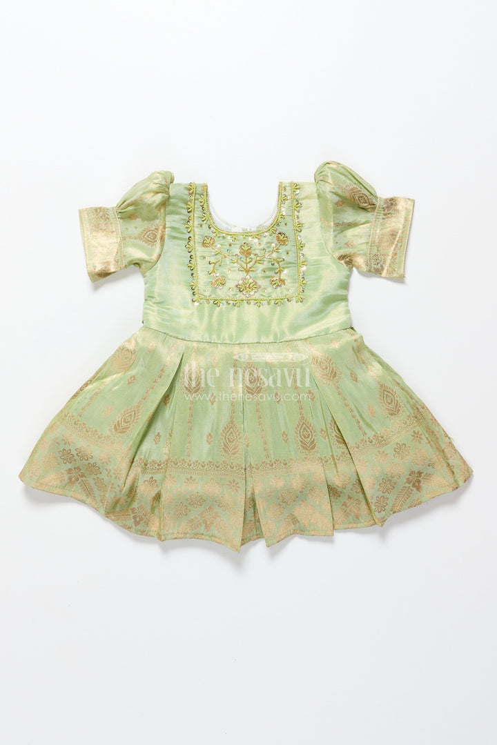 The Nesavu Silk Party Frock Baby Girl Silk Frock for Traditional Occasions and Milestone Moments Nesavu Nesavu baby girl silk party frock zari tissue skirt  perfect weddings traditional ceremonies