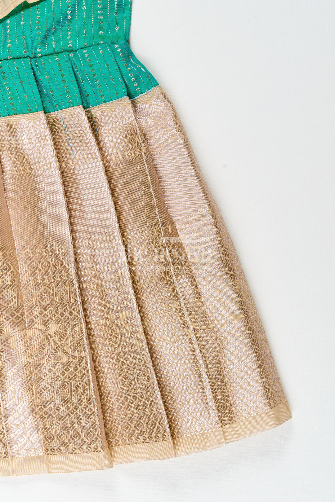 The Nesavu Girls Kanchi Silk Frock Baby girl silk frock for weddings and festive occasions Nesavu Nesavu baby girl silk frock weddings festive occasions semi Kanchivaram style