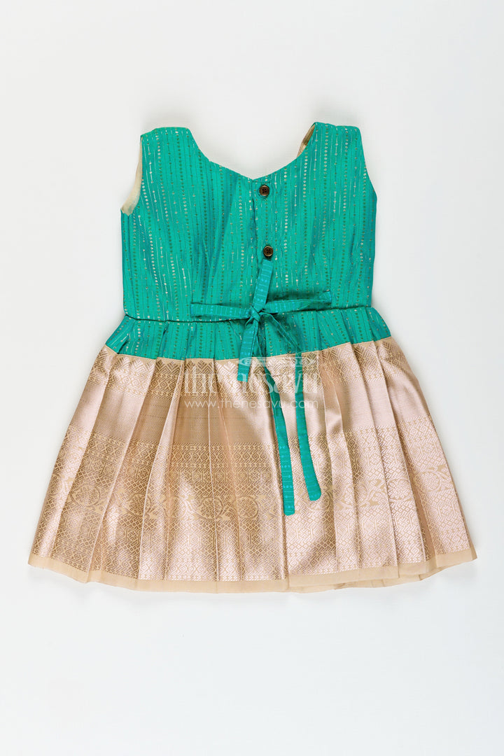 The Nesavu Girls Kanchi Silk Frock Baby girl silk frock for weddings and festive occasions Nesavu Nesavu baby girl silk frock weddings festive occasions semi Kanchivaram style