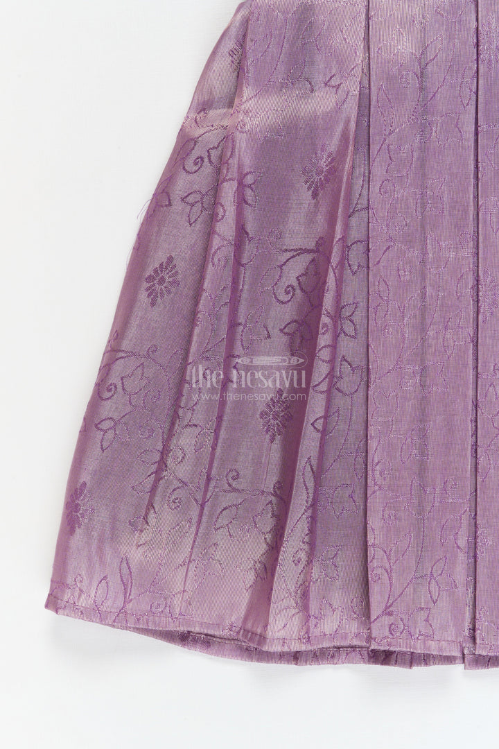 The Nesavu Silk Frock Baby Girl Silk Frock for Weddings and Special Evening Events Nesavu Nesavu baby girl silk frock for wedding functions with velvet yoke and floral jacquard skirt