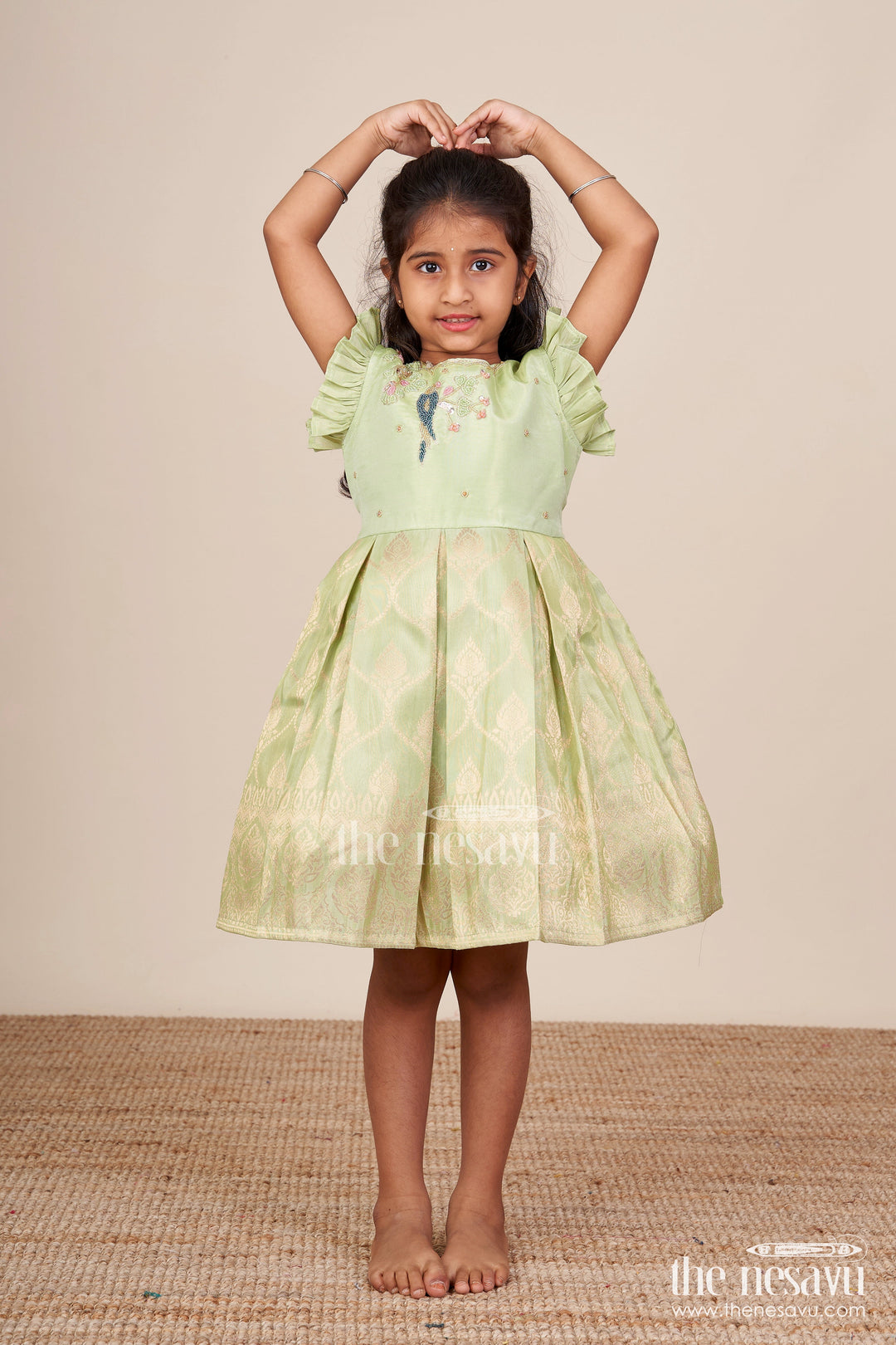 The Nesavu Silk Frock Baby Girl Silk Frock for Weddings and Traditional Celebrations Nesavu Nesavu baby girl silk frock zari work weddings traditional festive celebrations