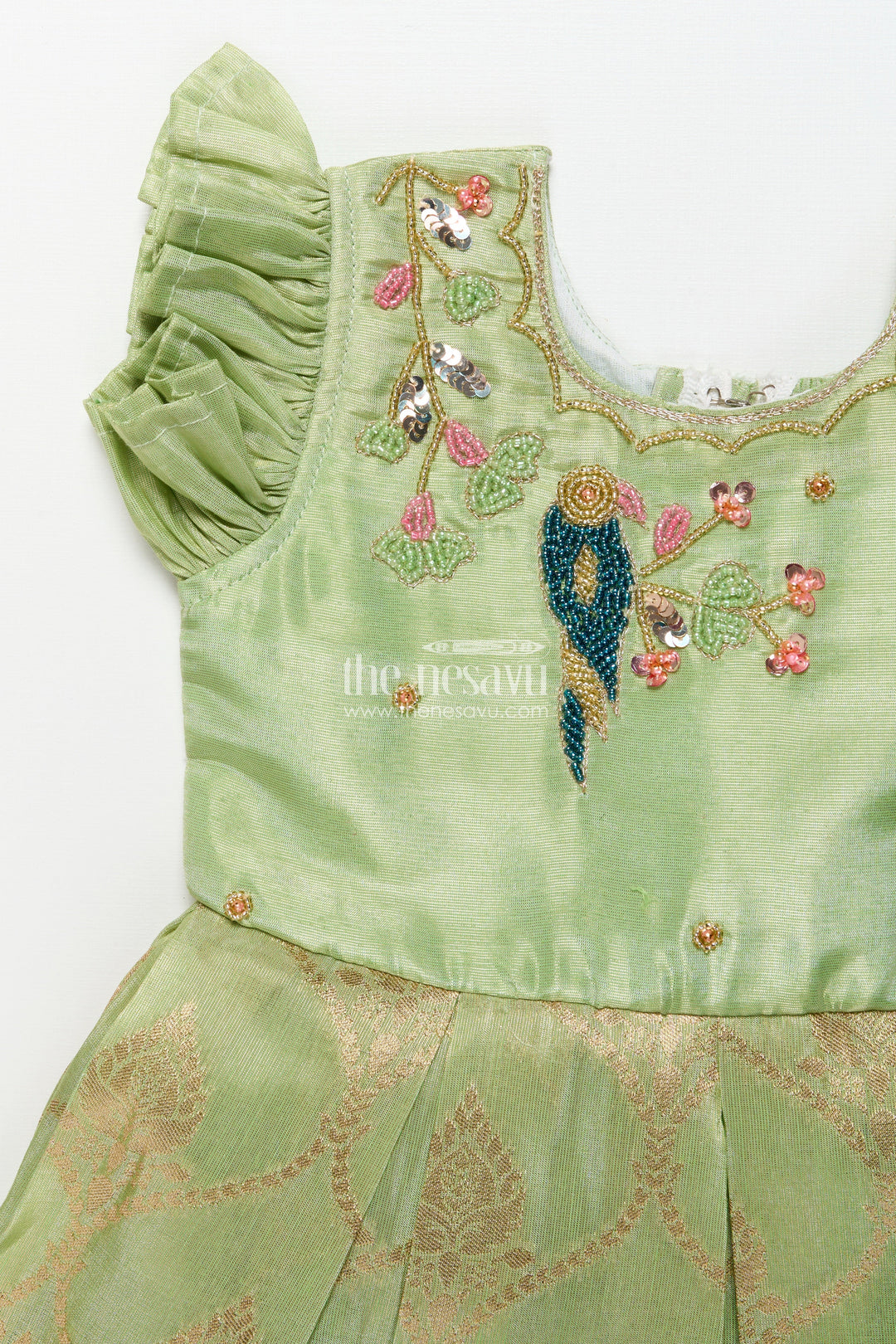 The Nesavu Silk Frock Baby Girl Silk Frock for Weddings and Traditional Celebrations Nesavu Nesavu baby girl silk frock zari work weddings traditional festive celebrations