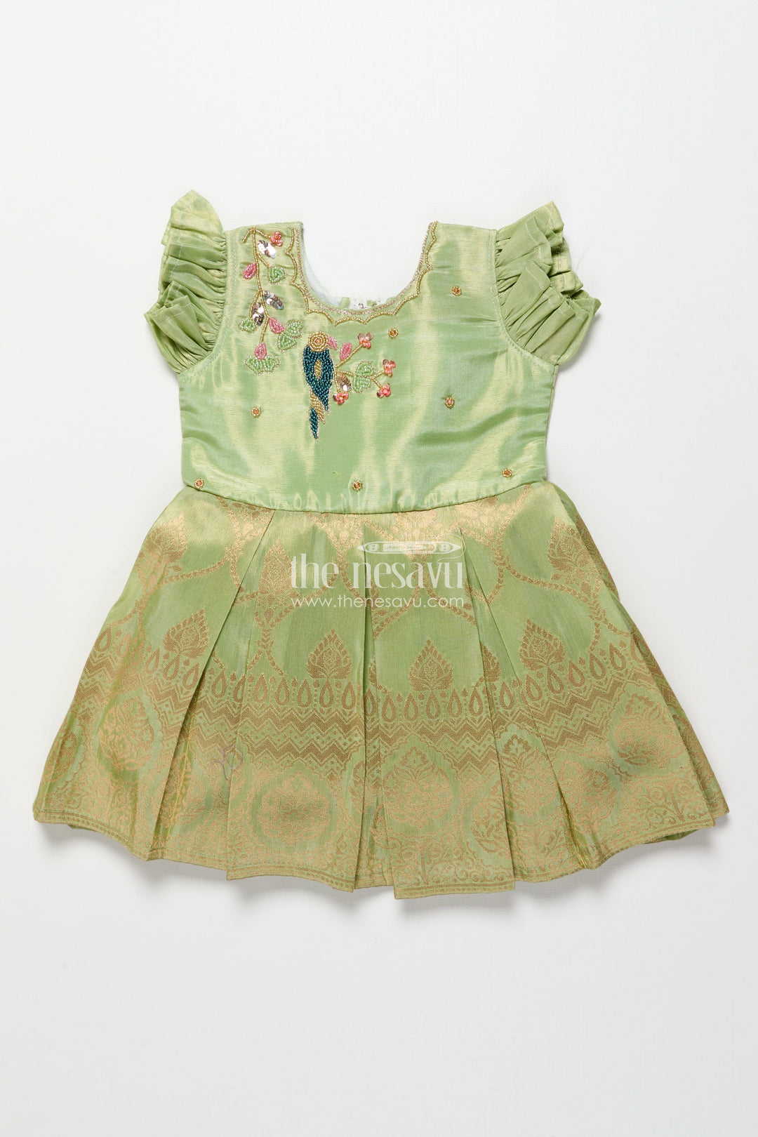 The Nesavu Silk Frock Baby Girl Silk Frock for Weddings and Traditional Celebrations Nesavu Nesavu baby girl silk frock zari work weddings traditional festive celebrations