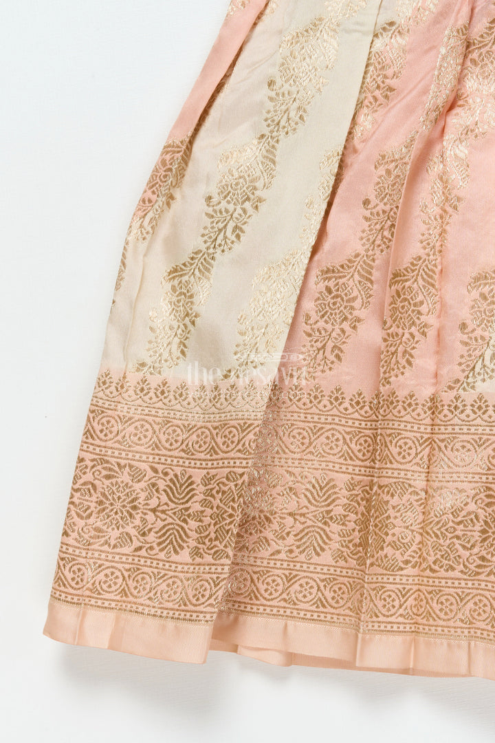 The Nesavu Silk Frock Baby Girl Silk Frock for Weddings and Traditional Ceremonies Nesavu Nesavu baby girl Banaras silk frock with tissue yoke for weddings and traditional events