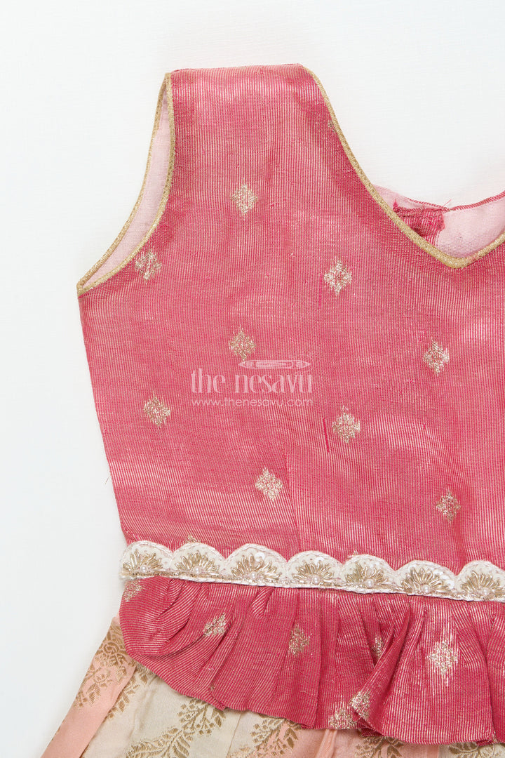 The Nesavu Silk Frock Baby Girl Silk Frock for Weddings and Traditional Ceremonies Nesavu Nesavu baby girl Banaras silk frock with tissue yoke for weddings and traditional events