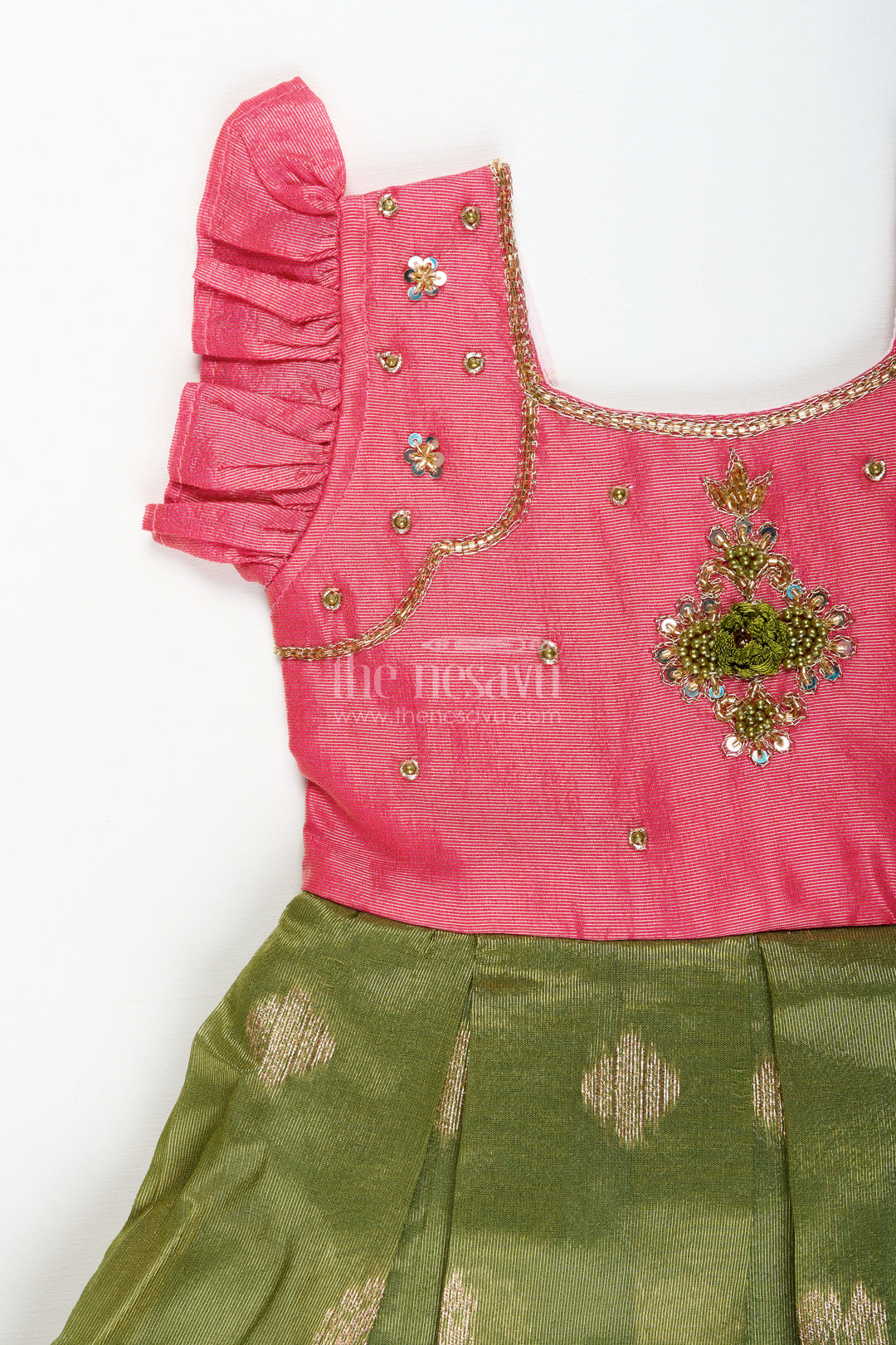 The Nesavu Silk Party Frock Baby Girl Silk Frock with Festive Zari Finish for Birthdays and Ethnic Celebrations Nesavu Nesavu girls silk frock zari tissue skirt  ideal ethnic birthdays festive gatherings