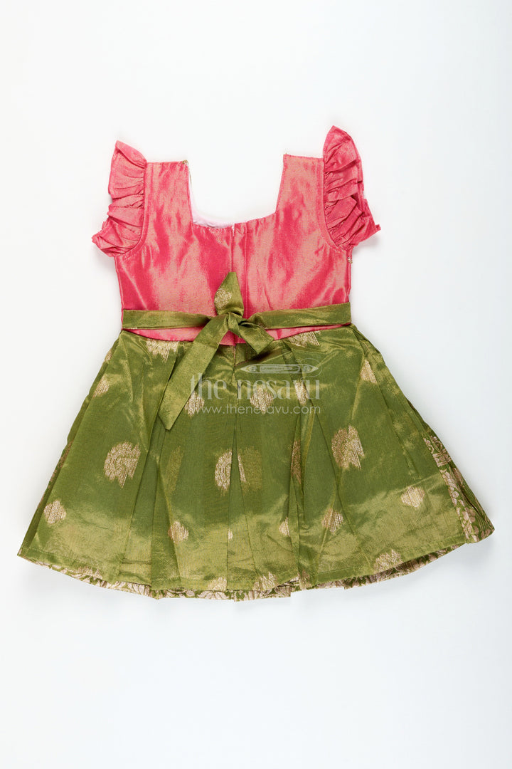 The Nesavu Silk Party Frock Baby Girl Silk Frock with Festive Zari Finish for Birthdays and Ethnic Celebrations Nesavu Nesavu girls silk frock zari tissue skirt  ideal ethnic birthdays festive gatherings