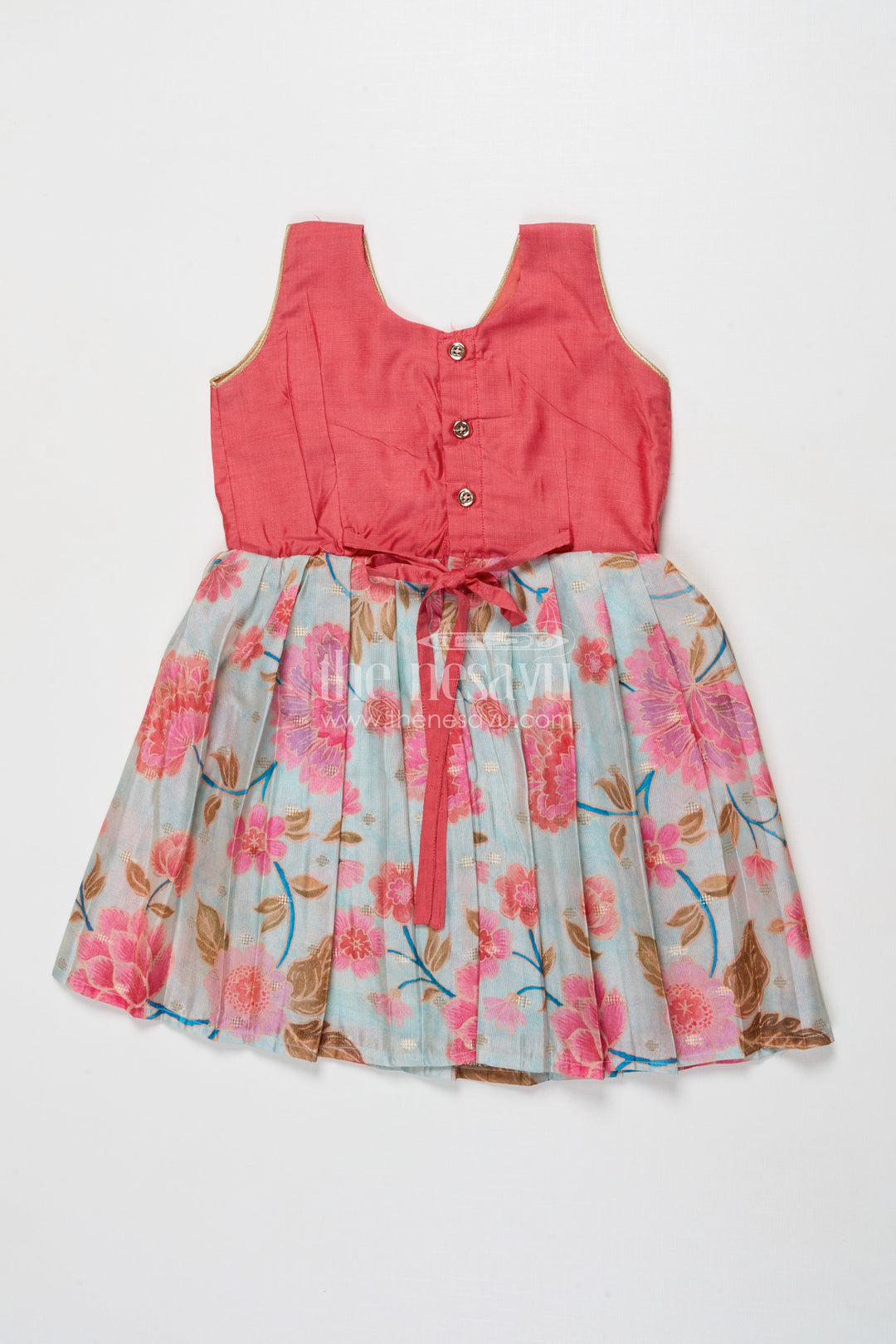 The Nesavu Silk Frock Baby Girl Silk Frock with Floral Digital Print for Birthdays and Casual Celebrations Nesavu Nesavu baby girl silk frock with floral digital print in Banaras art silk – ideal for birthday celebrations