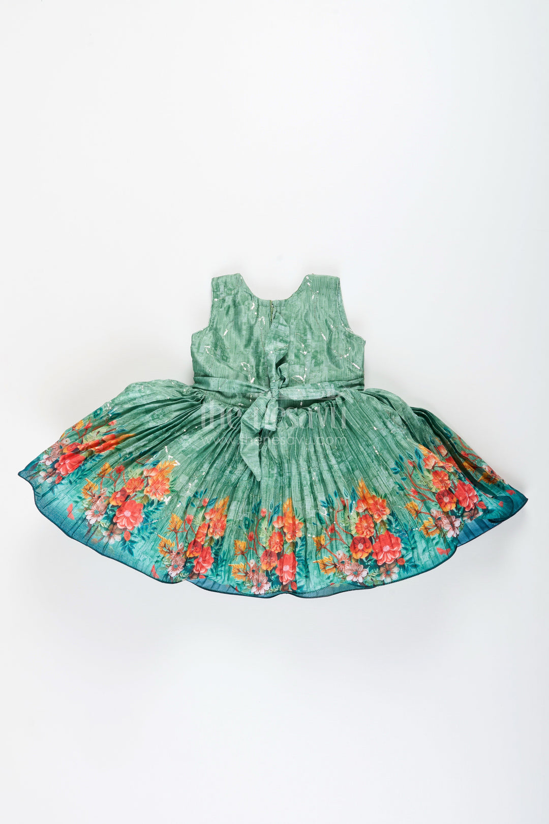The Nesavu Silk Frock Baby girl silk frock with floral embroidery for weddings and poojas Nesavu Nesavu baby girl silk frock floral embroidery pleated flare  ideal festive functions