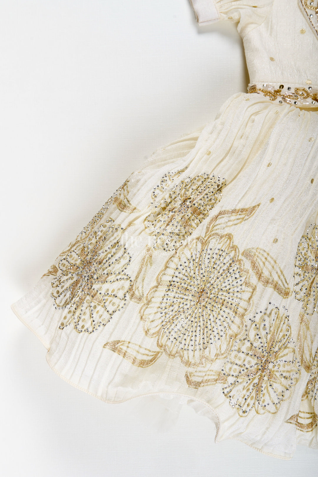 The Nesavu Silk Frock Baby Girl Silk Frock with Gold Embroidery for Naming Ceremonies and Weddings Nesavu Nesavu Baby Girl Silk Frock In Off-White With Gold Embroidery Naming Ceremony And Festive Outfit