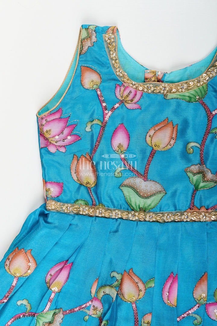 The Nesavu Silk Frock Baby girl silk frock with lace embellishment for weddings and milestone events Nesavu Nesavu baby girl silk frock Banaras weave lace work  ideal weddings naming ceremonies