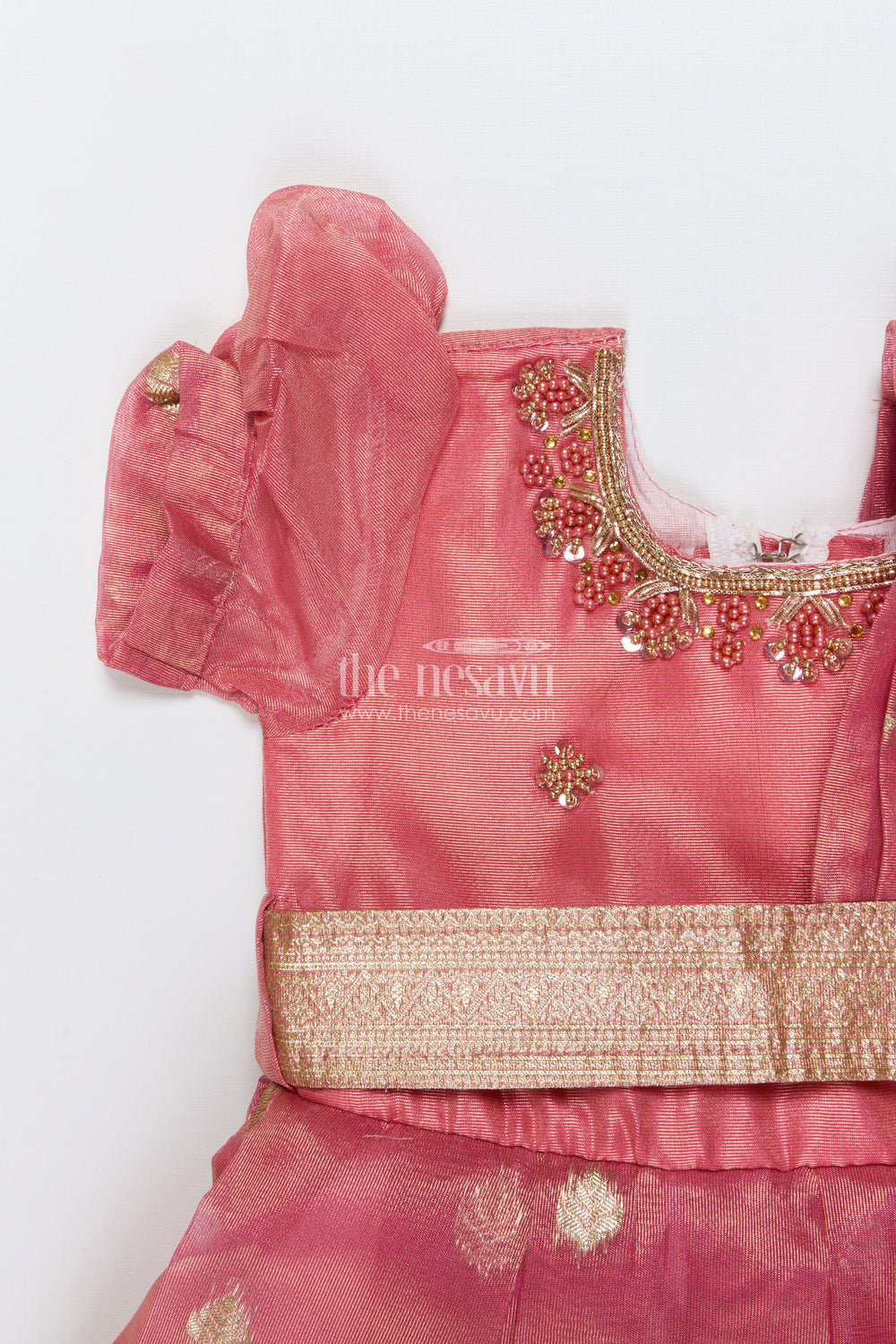 The Nesavu Silk Frock Baby Girl Silk Frock with Tissue Border for Naming Ceremony and Temple Visits Nesavu Nesavu baby girl silk frock tissue border naming ceremony traditional occasions