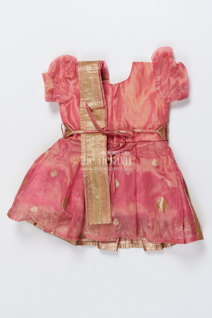 The Nesavu Silk Frock Baby Girl Silk Frock with Tissue Border for Naming Ceremony and Temple Visits Nesavu Nesavu baby girl silk frock tissue border naming ceremony traditional occasions