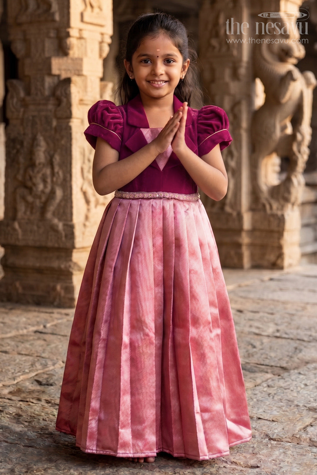 The Nesavu Girls Silk Gown Baby Girl Silk Gown for Birthdays and Festive Celebrations Nesavu 18 (2Y) / Purple / Velvet GA344B-18 Nesavu baby girl silk gown for birthdays and festive celebrations with velvet bodice and flared tissue skirt