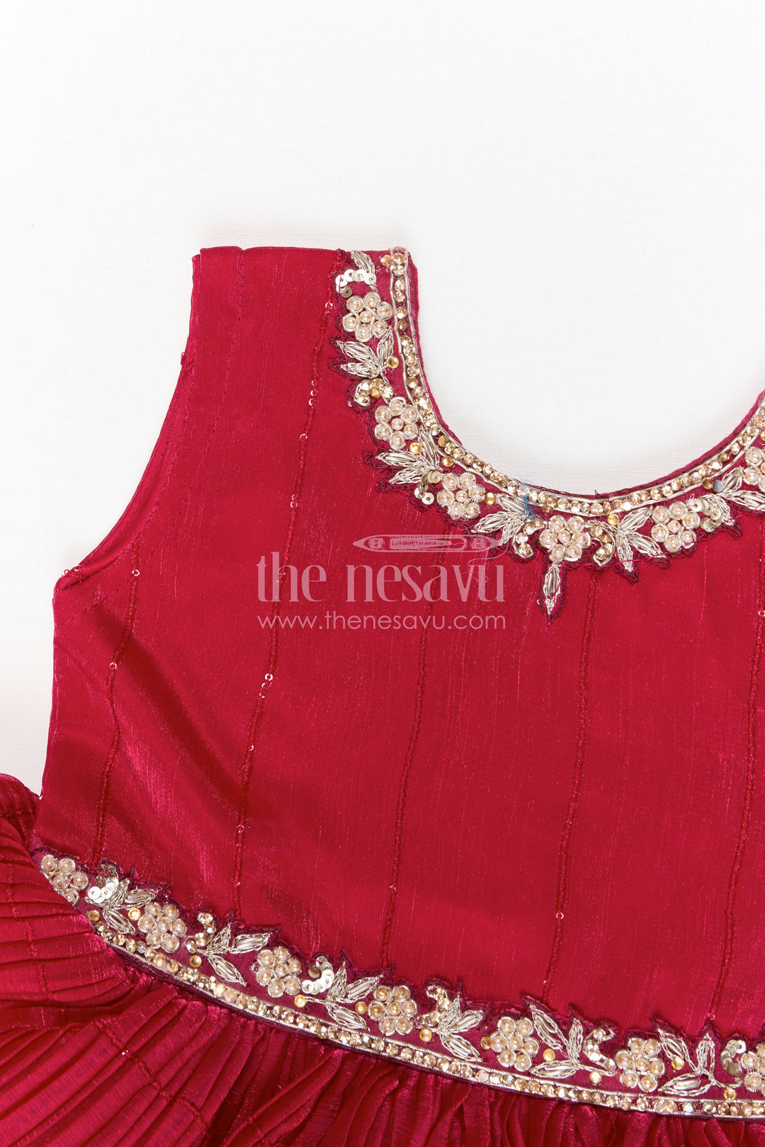 The Nesavu Silk Party Frock Baby Girl Silk Party Frock for Weddings and Festive Occasions Nesavu Nesavu baby girl silk party frock for weddings with chinnon silk and sequin embroidery design